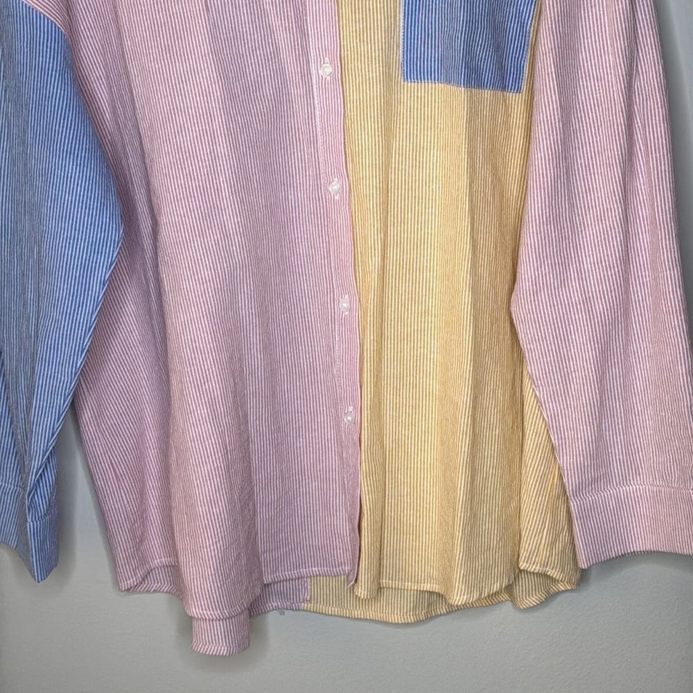 VICI Colorblock Striped Button Down Long Sleeve Shirt Women's Size XL - Picture 4 of 9